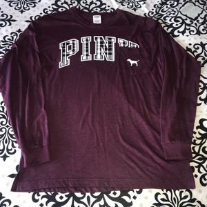 PINK Victoria’s Secret Maroon Plaid Long Sleeve